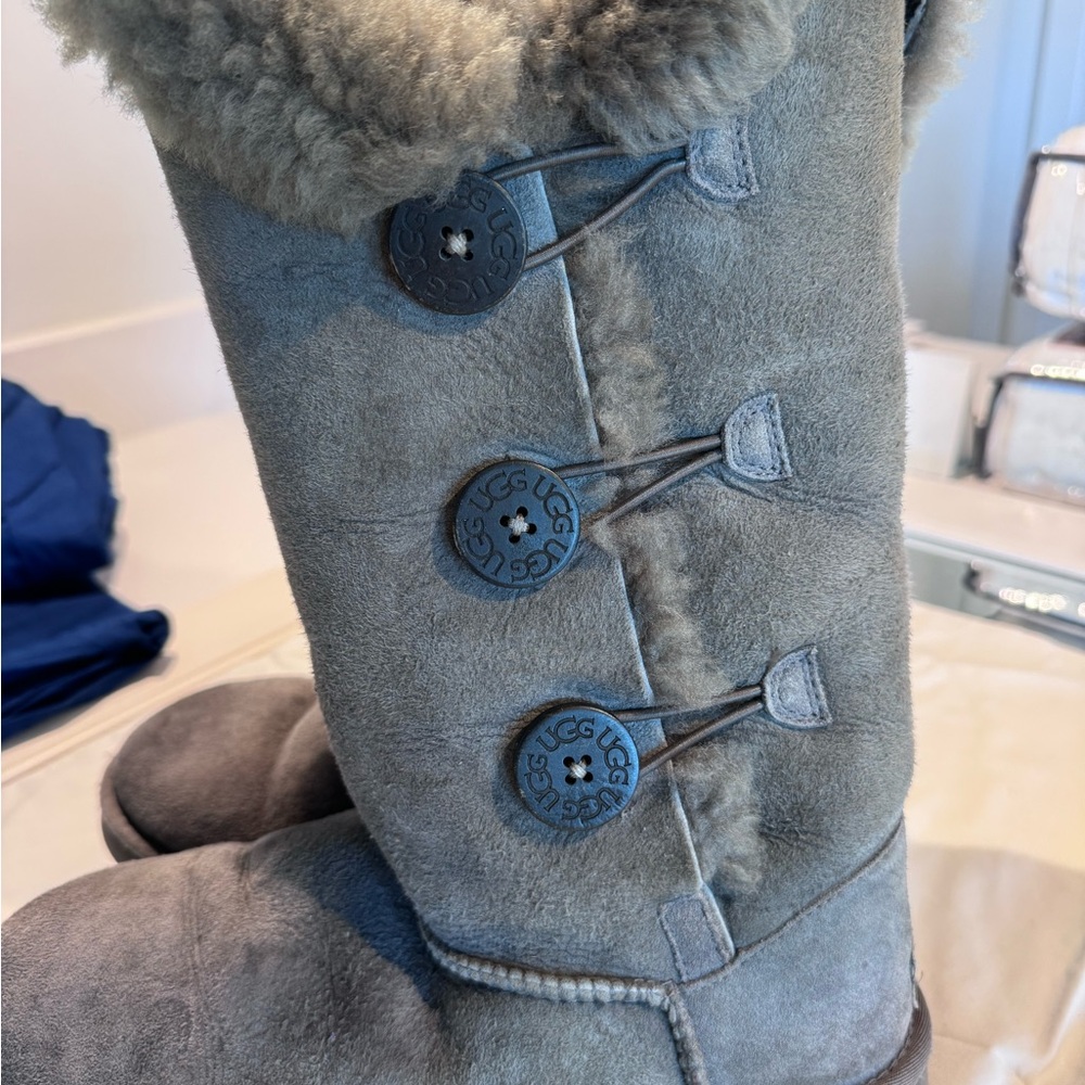 UGG Gray Button Shearling Lined Boots - image 6